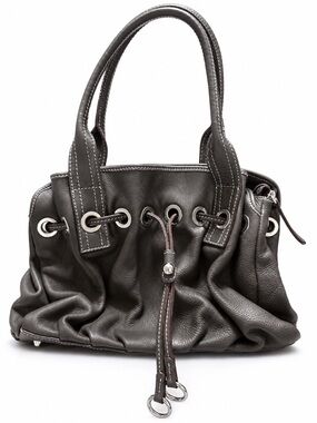 Vera Pelle Firenze Italian Leather Drawstring Shoulder Tote Brown Made in Italy
